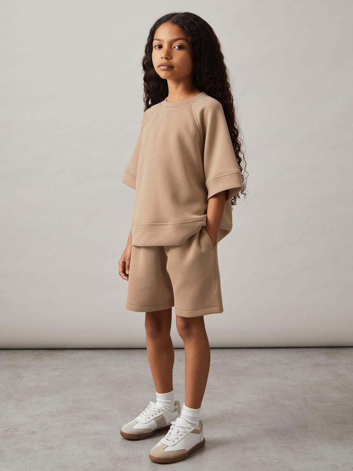 Reiss Mink Selena 3-9 yrs Modal-Blend Sweatshirt And Shorts Set image 1
