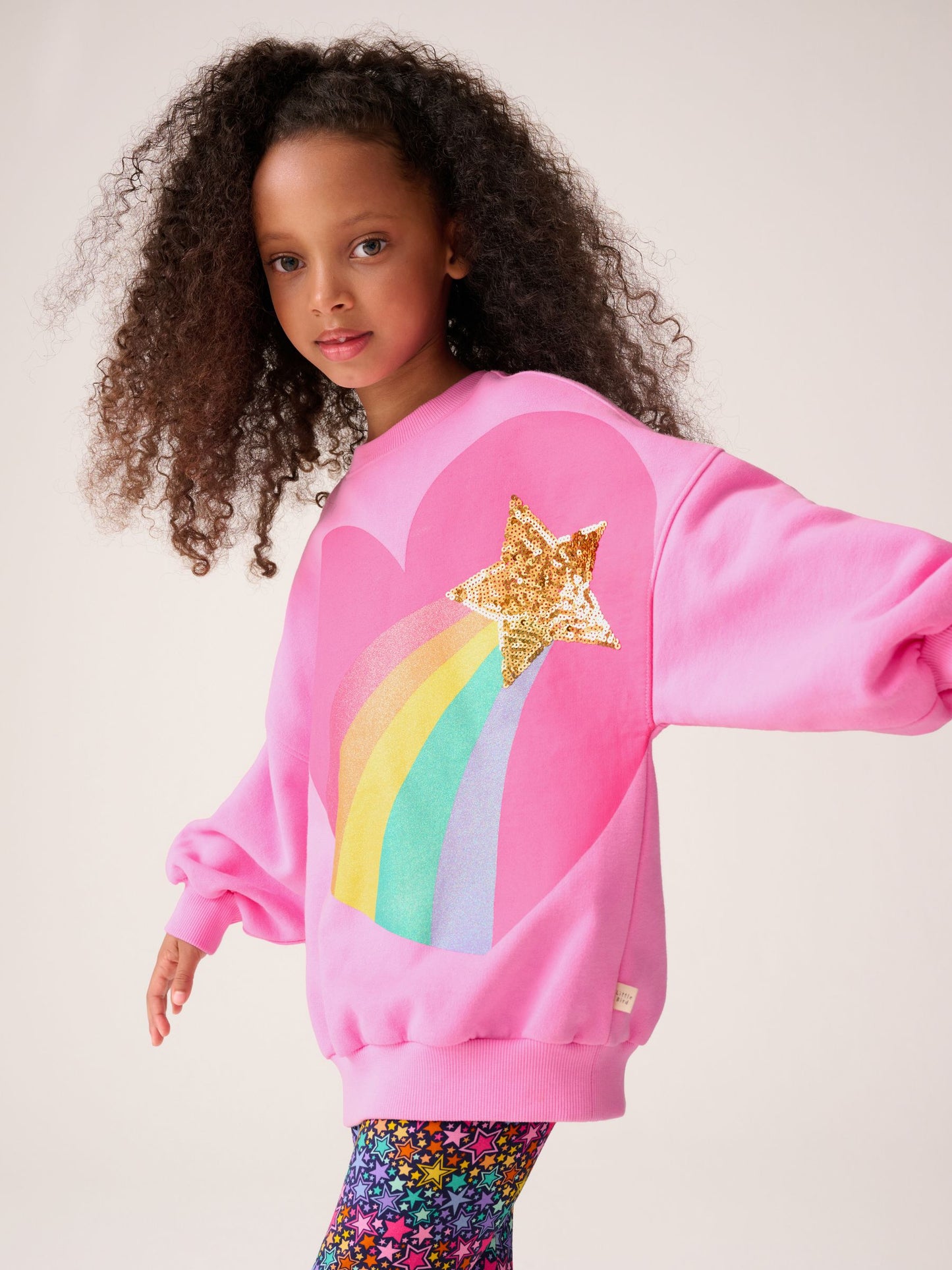 Little Bird by Jools Oliver Pink Rainbow Heart 2 Piece Jumper and Leggings Set image 4