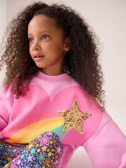 Little Bird by Jools Oliver Pink Rainbow Heart 2 Piece Jumper and Leggings Set image 6