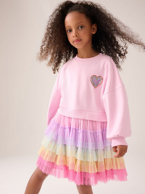 Dsiney Kidz - Little Bird by Jools Oliver Pink Sweat And Rainbow Tutu Dress image 1