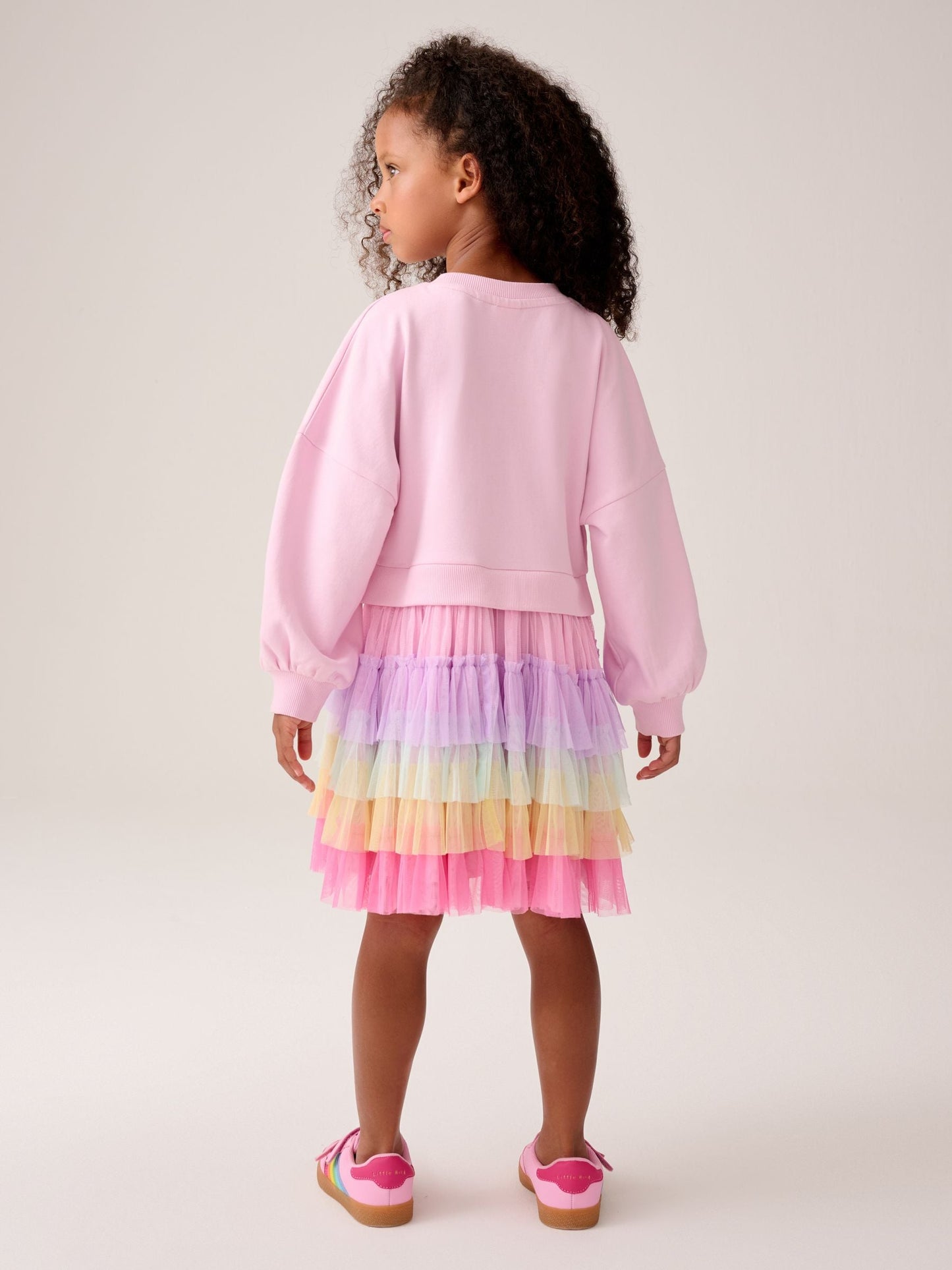 Little Bird by Jools Oliver Pink Sweat And Rainbow Tutu Dress image 5