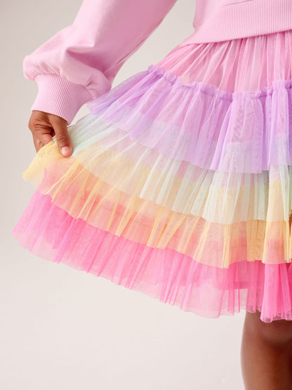 Little Bird by Jools Oliver Pink Sweat And Rainbow Tutu Dress image 8