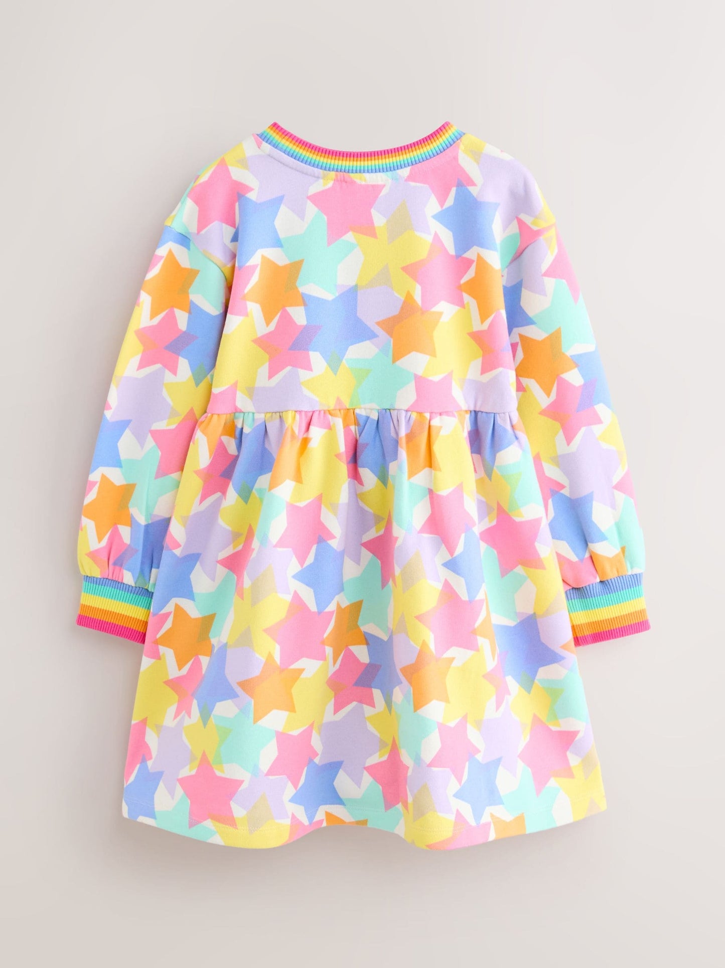 Little Bird by Jools Oliver Pastel Rainbow Star Skater Sweat Dress image 8