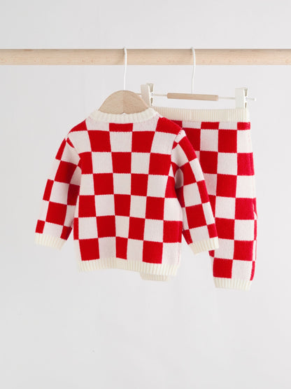Red Santa Checkerboard Christmas Baby Jumper and Legging Set (0mths-2yrs)