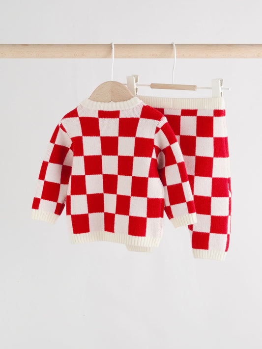 Red Santa Checkerboard Christmas Baby Jumper and Legging Set (0mths-2yrs)