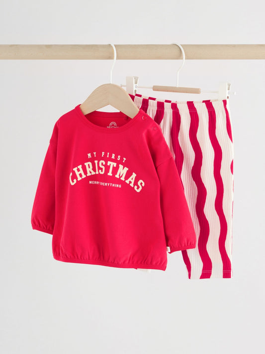 Red My First Baby Christmas T-Shirt and Leggings Set (0-18mths) image 1