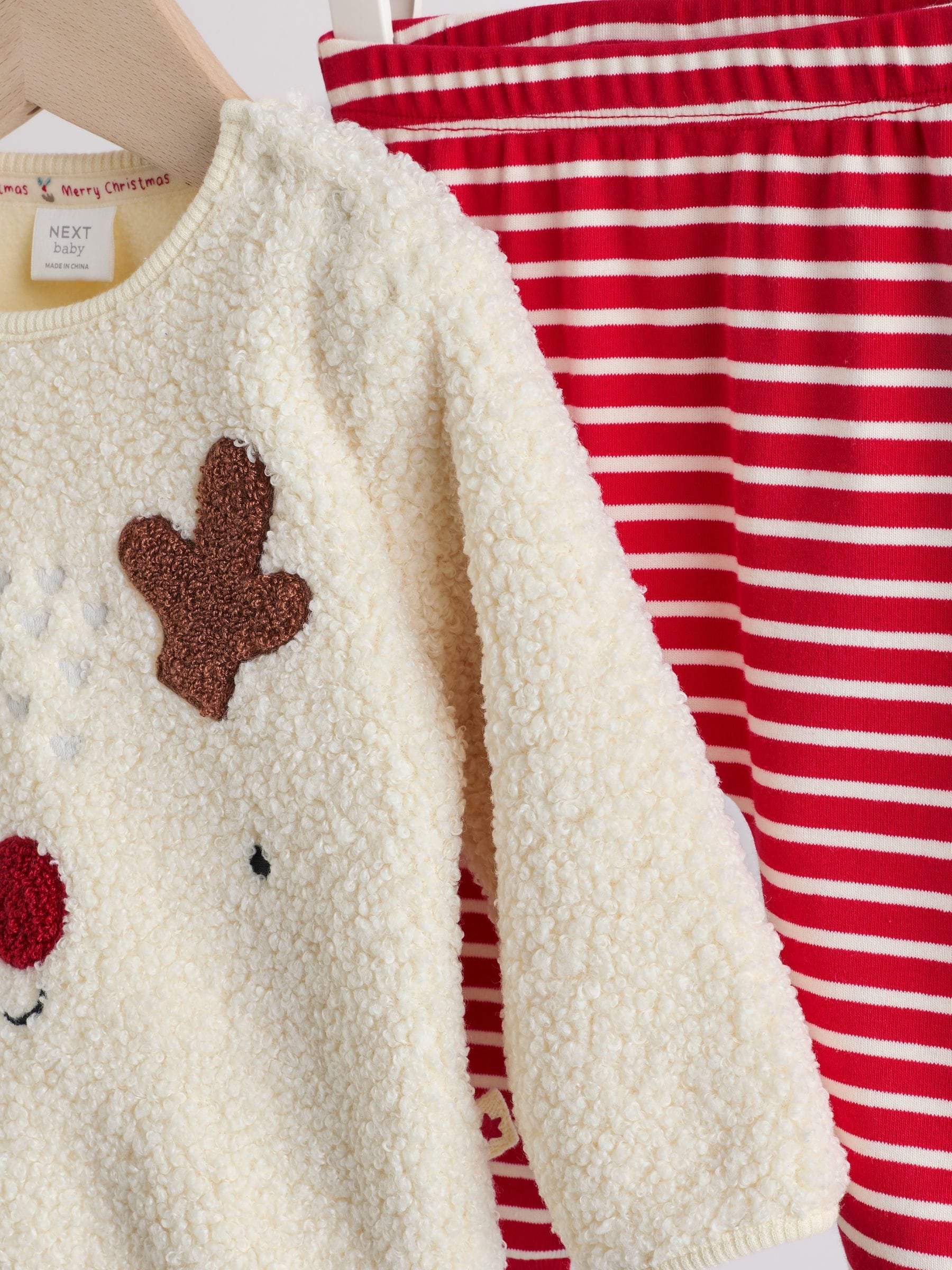 Neutral Reindeer Baby Fleece Top and Leggings Set (0mths-2yrs) image 3