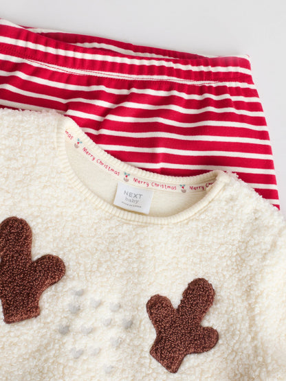 Neutral Reindeer Baby Fleece Top and Leggings Set (0mths-2yrs) image 4