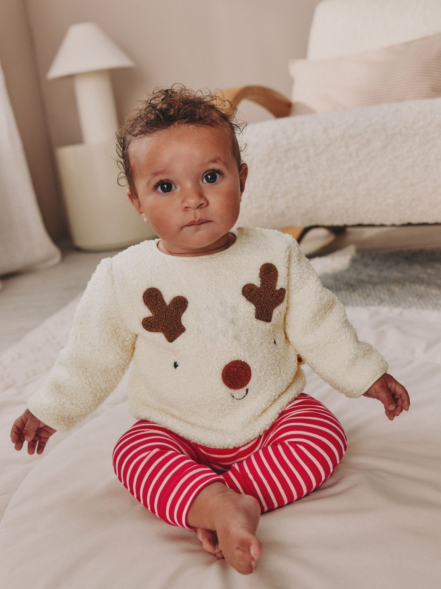 Neutral Reindeer Baby Fleece Top and Leggings Set (0mths-2yrs)