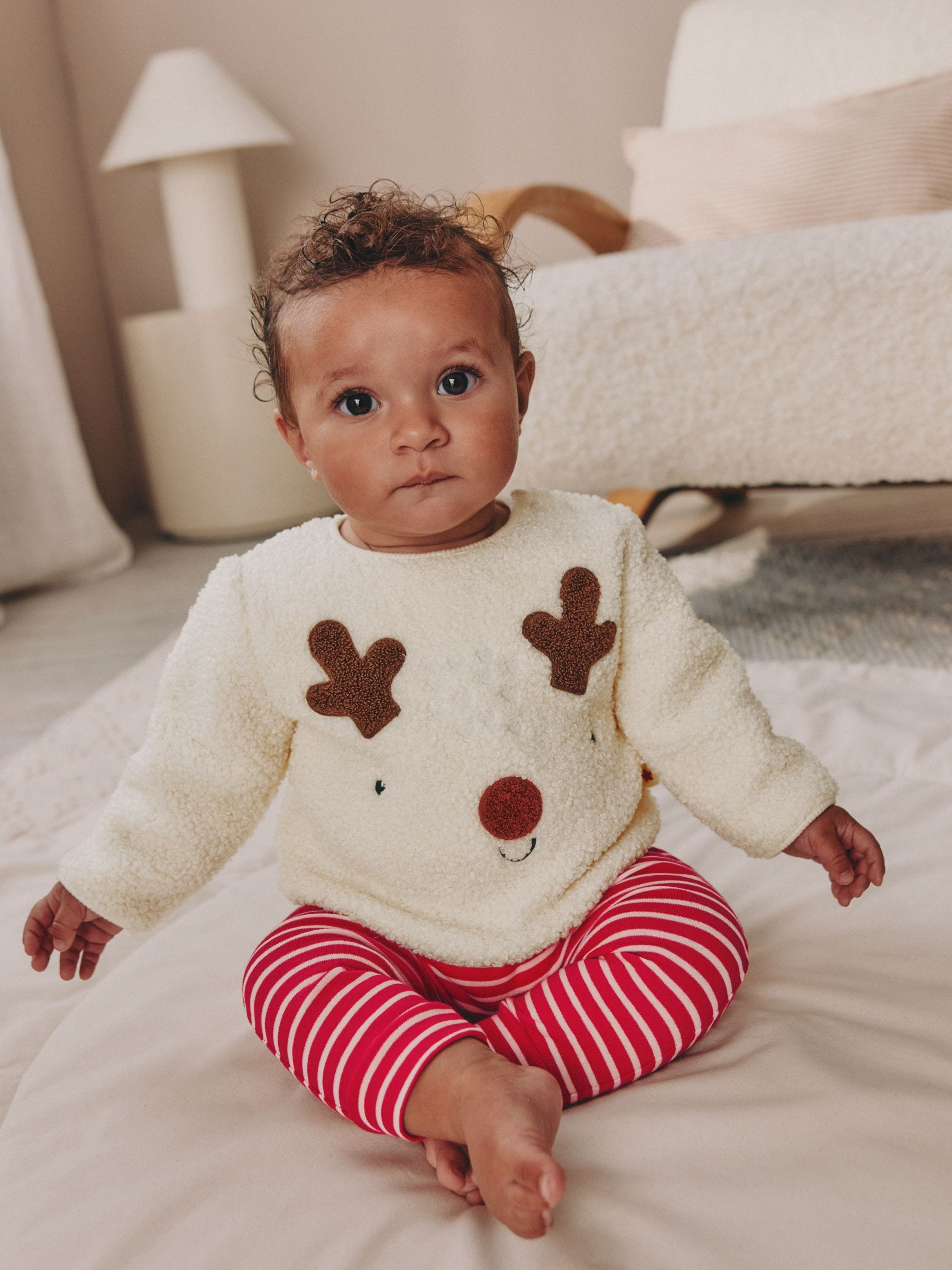 Neutral Reindeer Baby Fleece Top and Leggings Set (0mths-2yrs) image 8