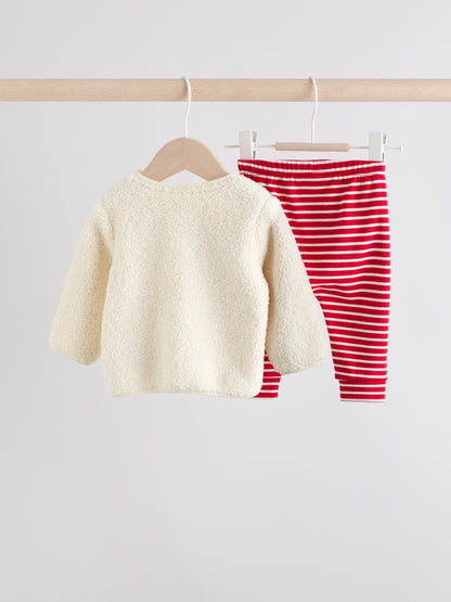 Neutral Reindeer Baby Fleece Top and Leggings Set (0mths-2yrs)