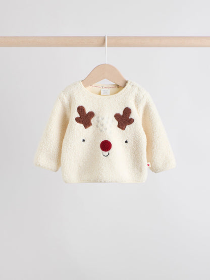 Neutral Reindeer Baby Fleece Top and Leggings Set (0mths-2yrs)