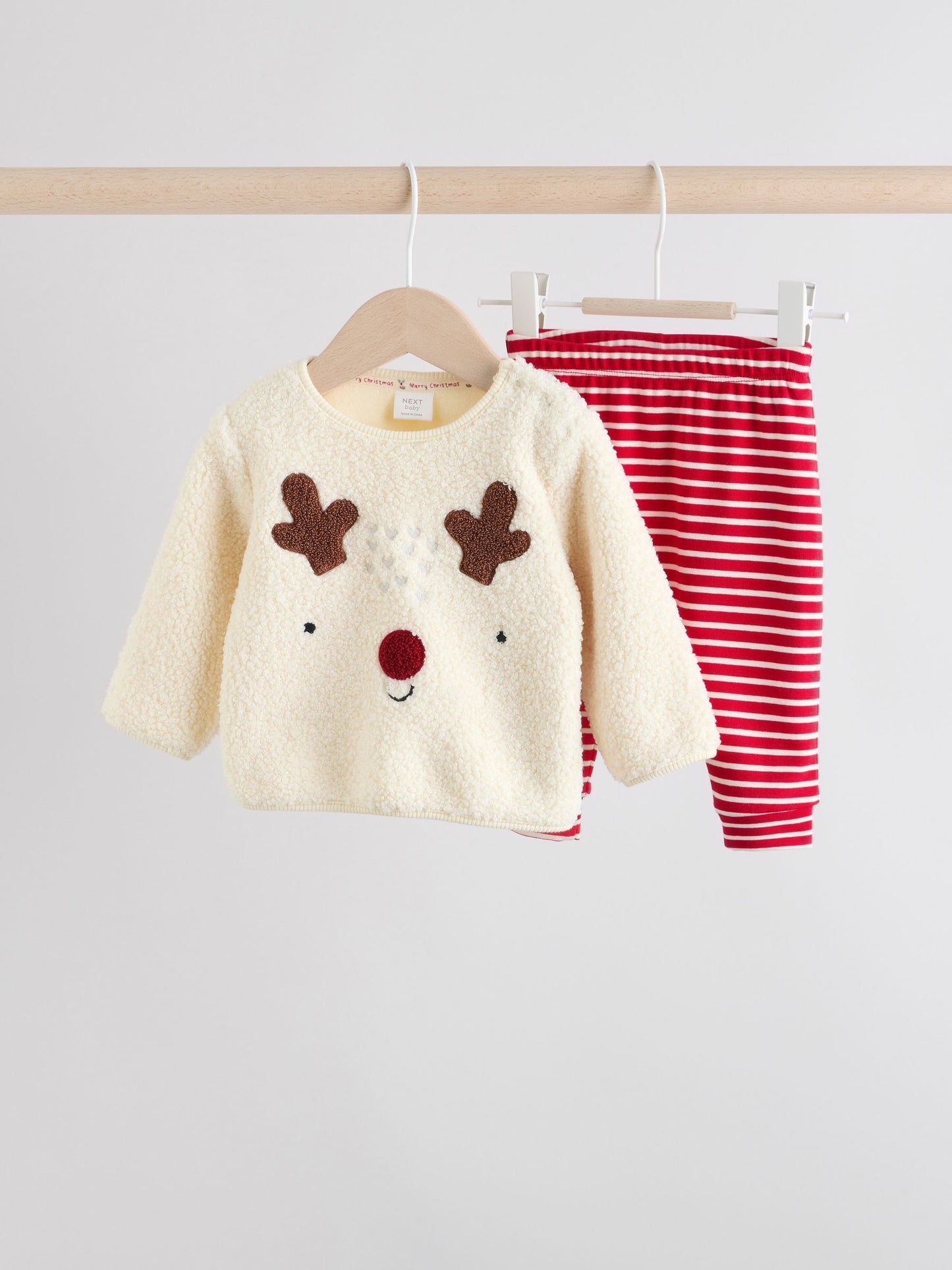 Neutral Reindeer Baby Fleece Top and Leggings Set (0mths-2yrs) image 1