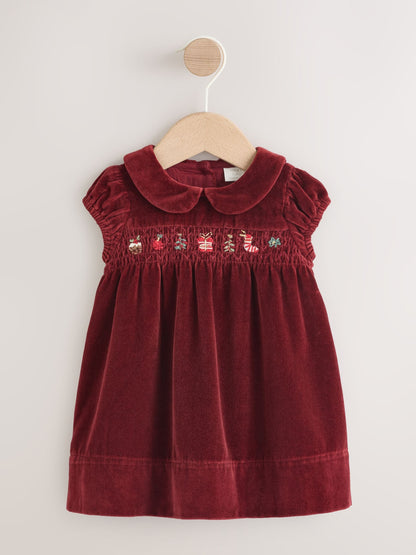 Red Christmas Baby Velvet Dress (0mths-2yrs)