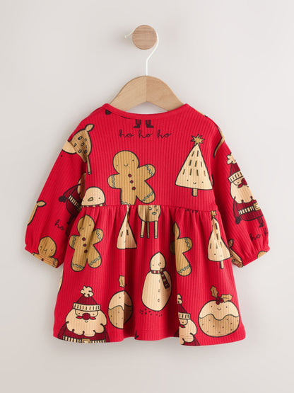 Red Character Baby Christmas Jersey Dress (0mths-2yrs)