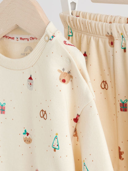 Cream Christmas Sweat and Joggers Baby Set (0mths-2yrs)