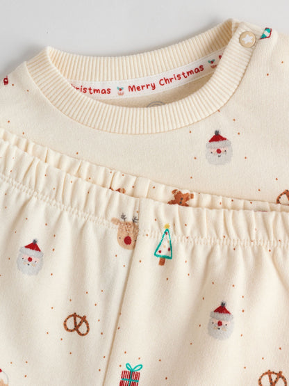 Cream Christmas Sweat and Joggers Baby Set (0mths-2yrs)