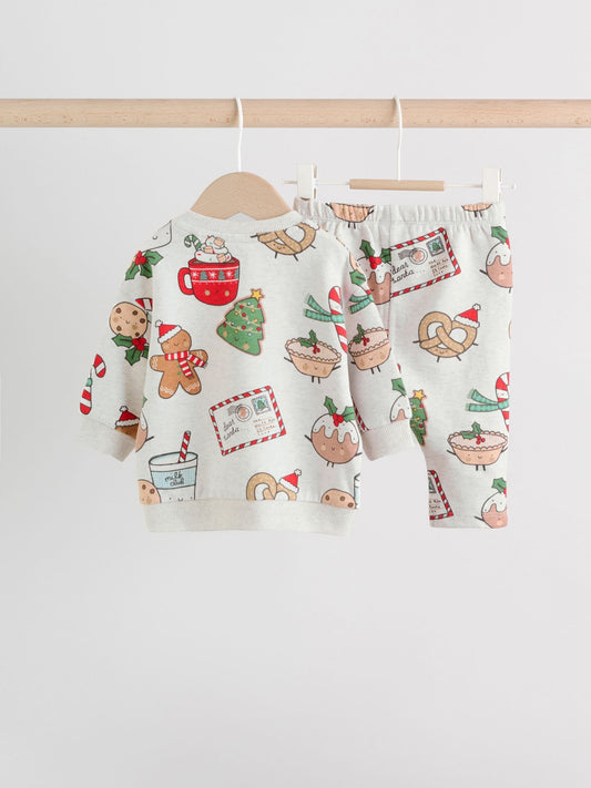 Grey Santa Treats Christmas Sweat and Joggers Baby Set (0mths-2yrs)