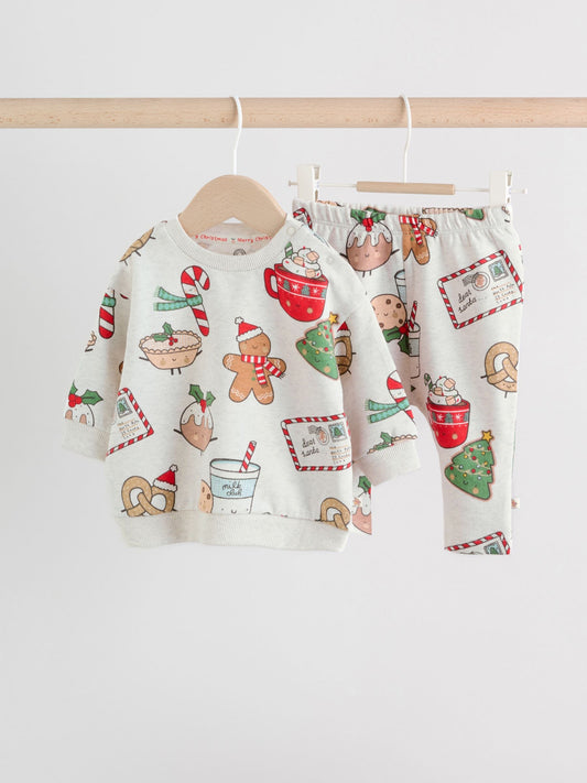 Grey Santa Treats Christmas Sweat and Joggers Baby Set (0mths-2yrs) image 1