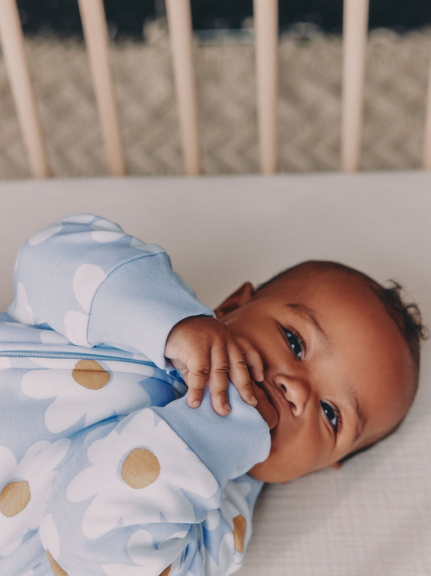 Blue Flower 2.5 TOG Wadded Baby Sleepsuit image 4