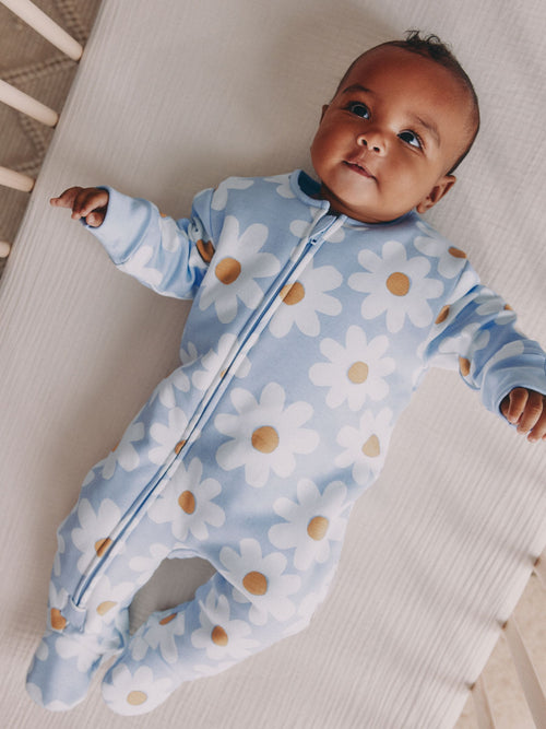 Blue Flower 2.5 TOG Wadded Baby Sleepsuit image 1