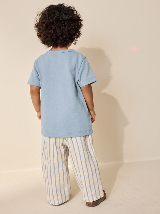 Light Blue Short Sleeve Henley Neck T-Shirt (3mths-7yrs) image 2