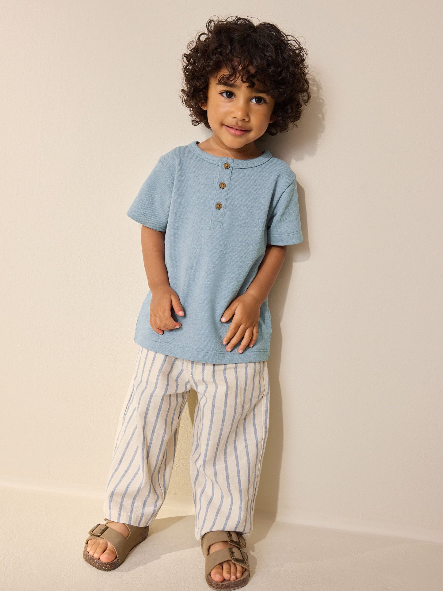 Light Blue Short Sleeve Henley Neck T-Shirt (3mths-7yrs) image 4