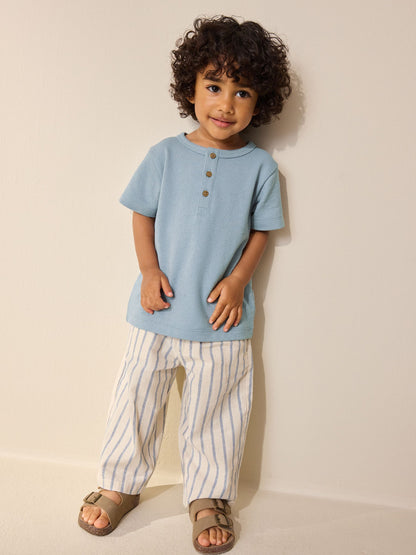 Light Blue Short Sleeve Henley Neck T-Shirt (3mths-7yrs) image 4