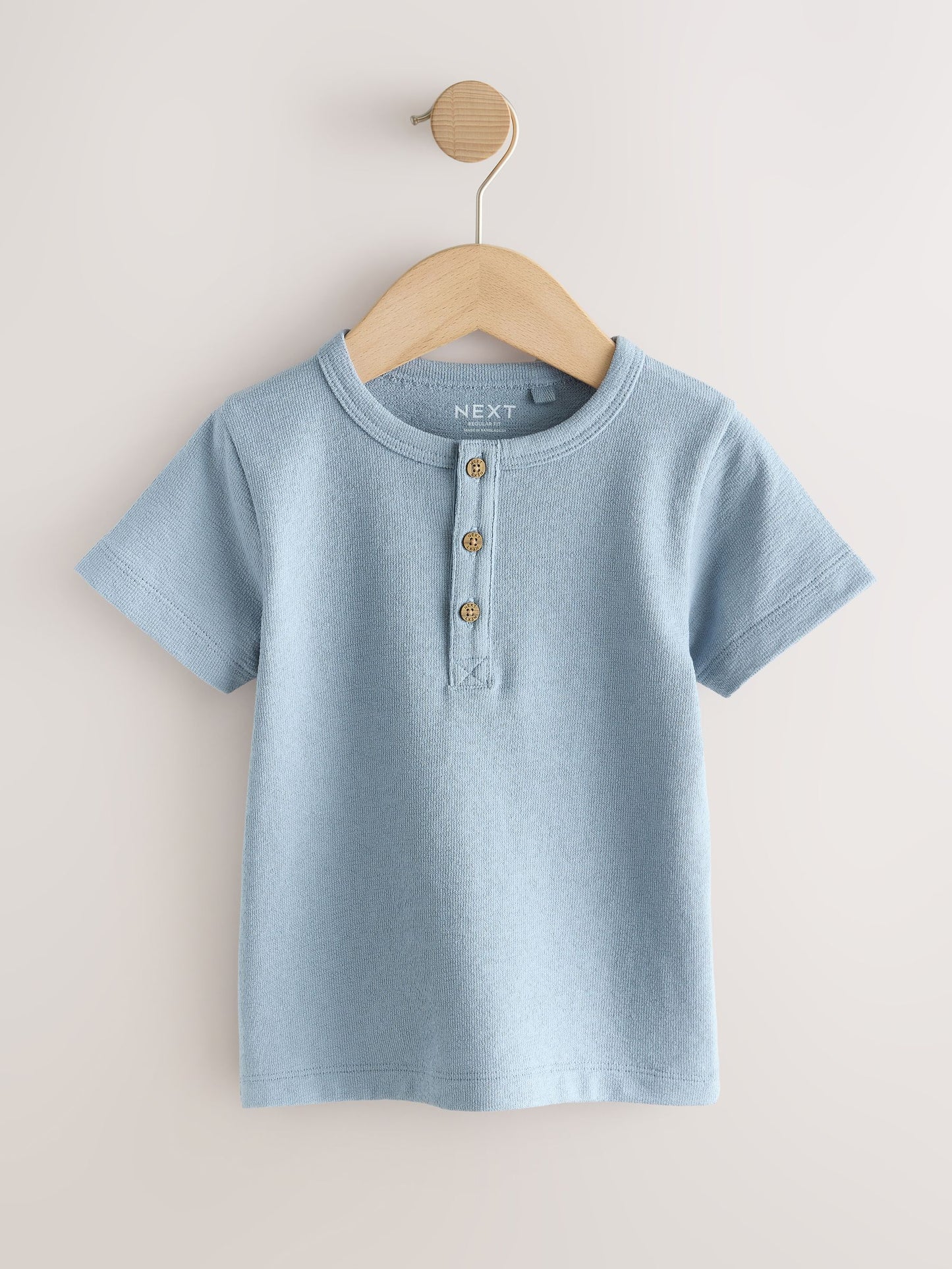 Light Blue Short Sleeve Henley Neck T-Shirt (3mths-7yrs) image 5