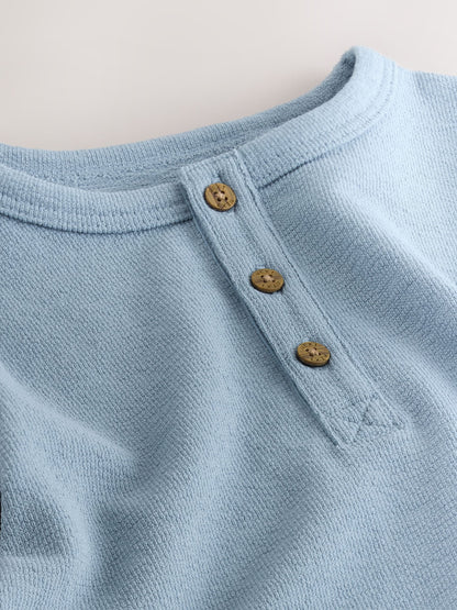 Light Blue Short Sleeve Henley Neck T-Shirt (3mths-7yrs) image 7