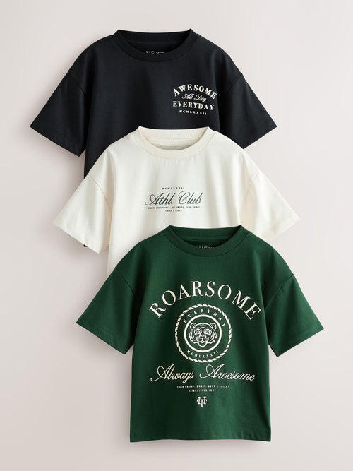 Green Tiger Short Sleeve Graphic T-Shirts 3 Pack (3mths-7yrs) image 1
