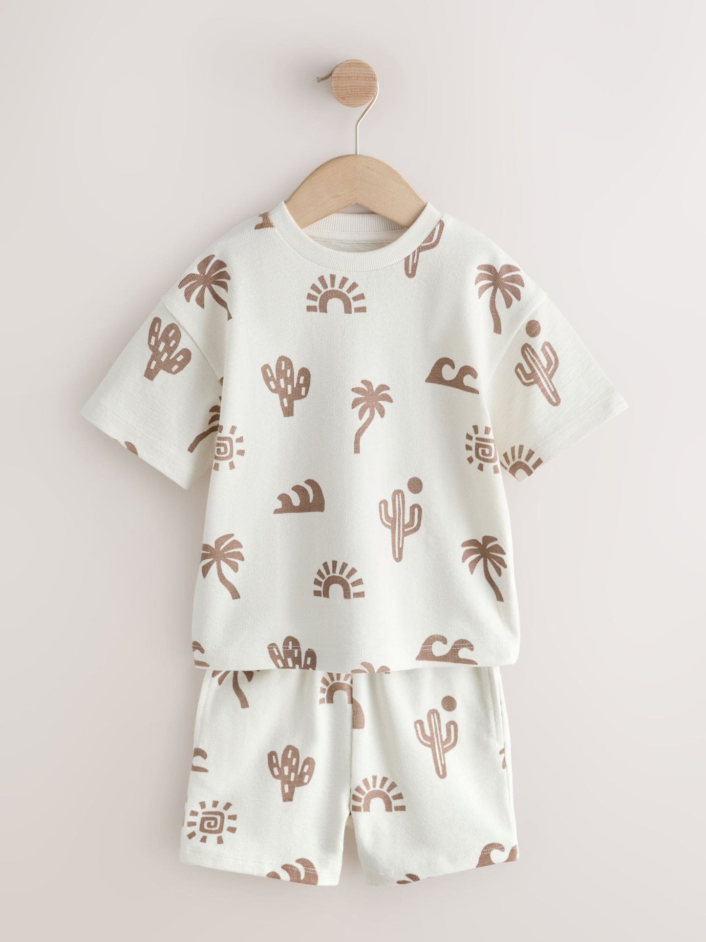 Neutral/Blue/White Cactus Short Sleeve T-Shirt and Shorts Set 3 Pack (3mths-7yrs) image 6
