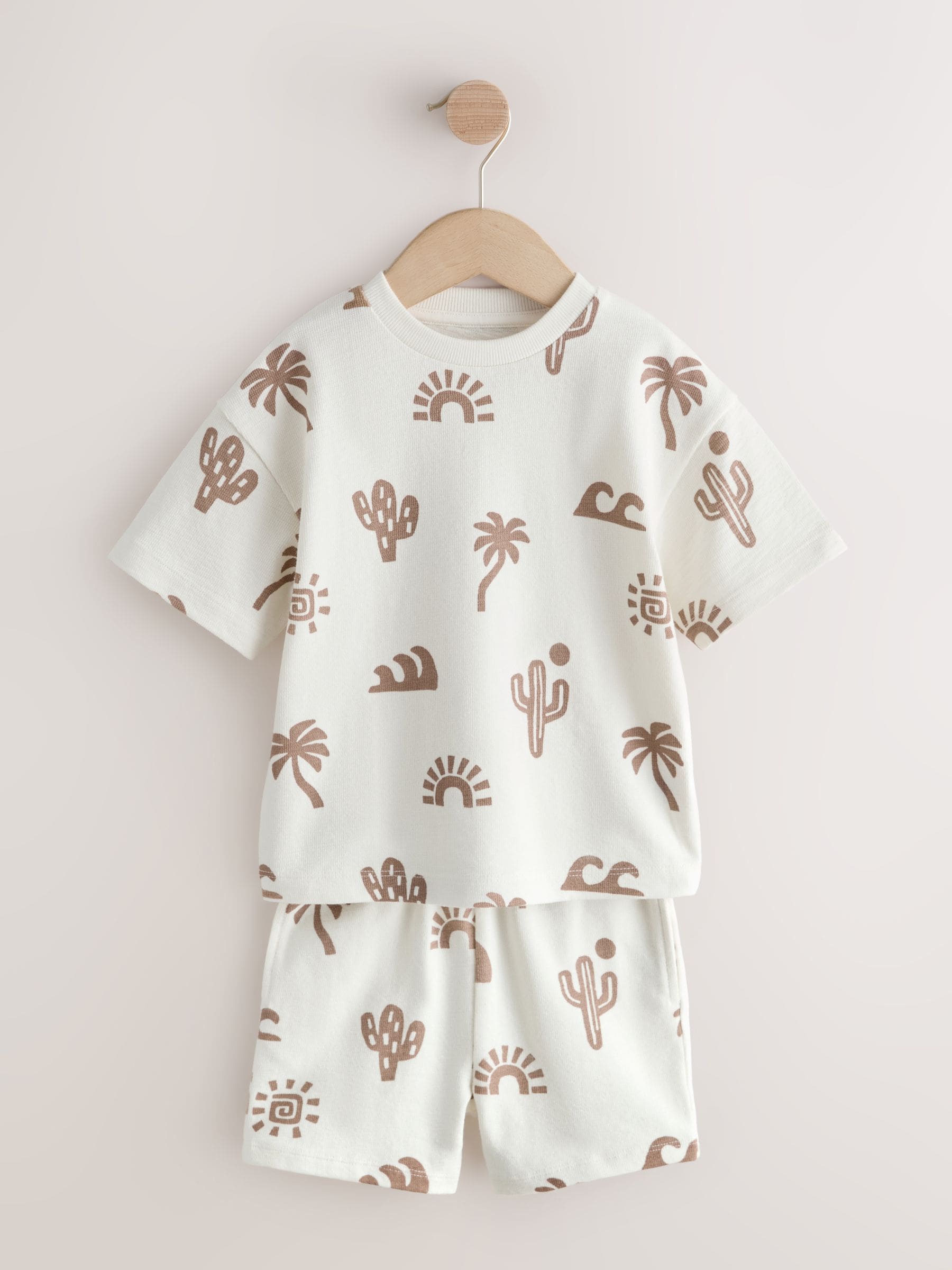 Neutral/Blue/White Cactus Short Sleeve T-Shirt and Shorts Set 3 Pack (3mths-7yrs) image 6