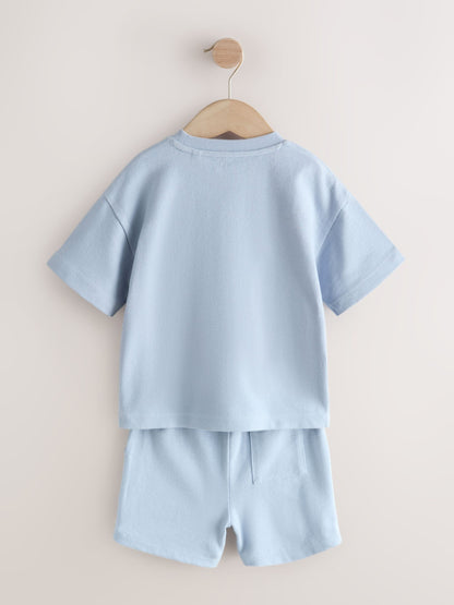 Neutral/Blue/White Cactus Short Sleeve T-Shirt and Shorts Set 3 Pack (3mths-7yrs) image 9