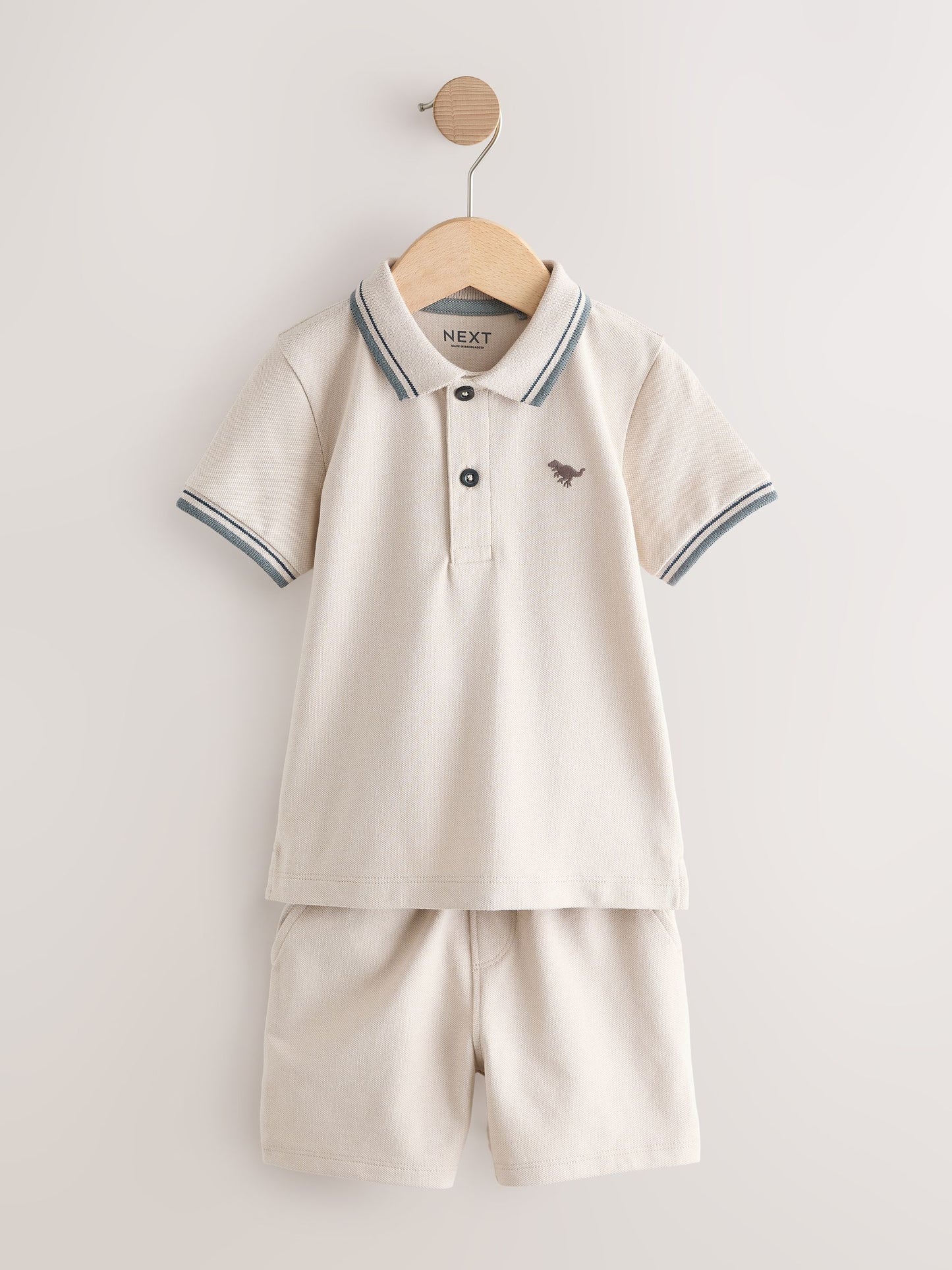 Neutral Short Sleeve Polo Shirt and Shorts Set (3mths-7yrs) image 4