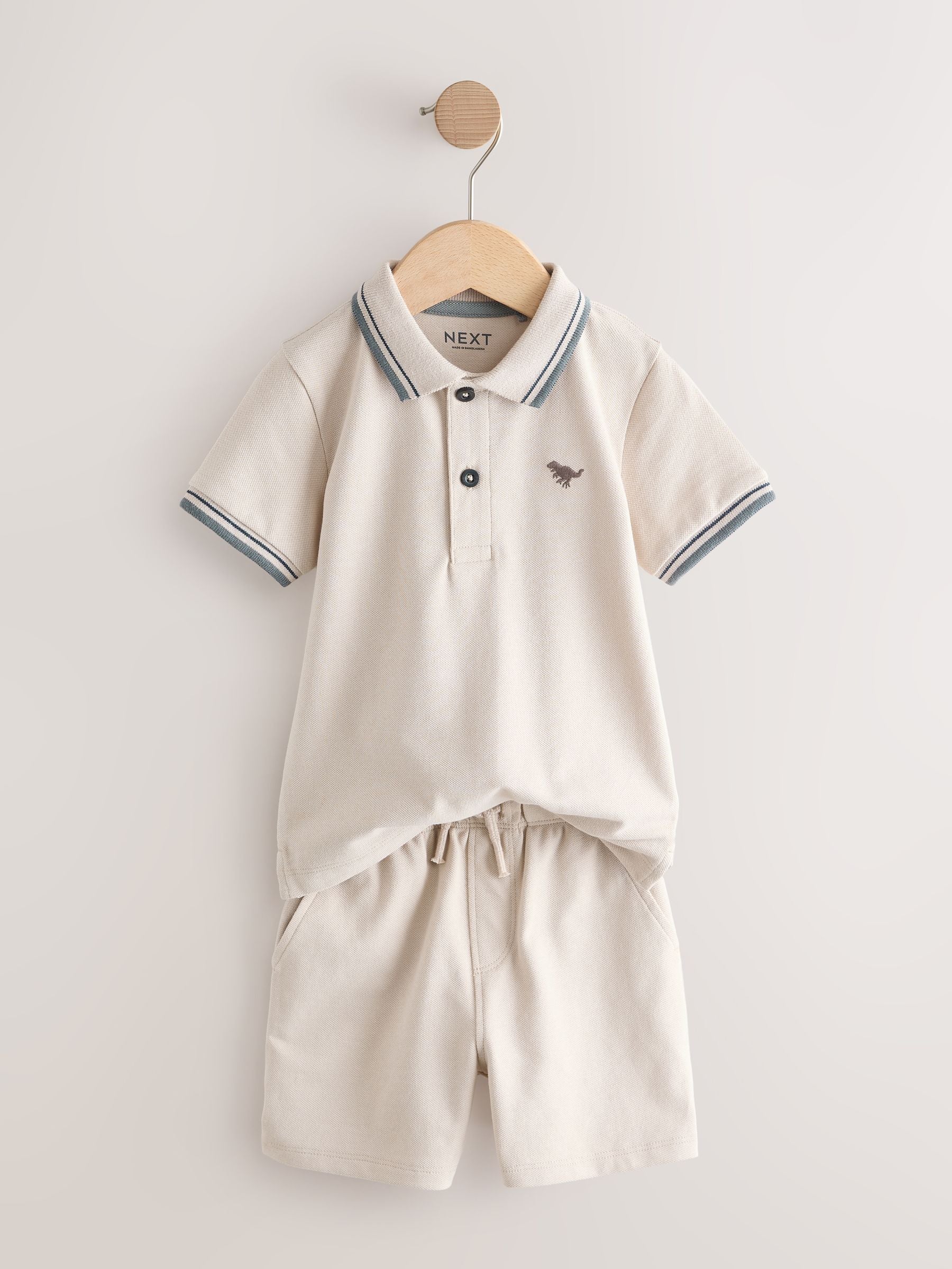Neutral Short Sleeve Polo Shirt and Shorts Set (3mths-7yrs) image 5