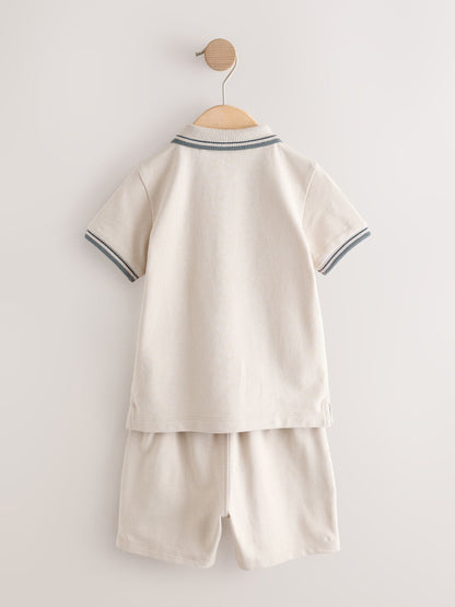 Neutral Short Sleeve Polo Shirt and Shorts Set (3mths-7yrs) image 6