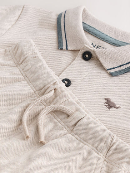 Neutral Short Sleeve Polo Shirt and Shorts Set (3mths-7yrs) image 7
