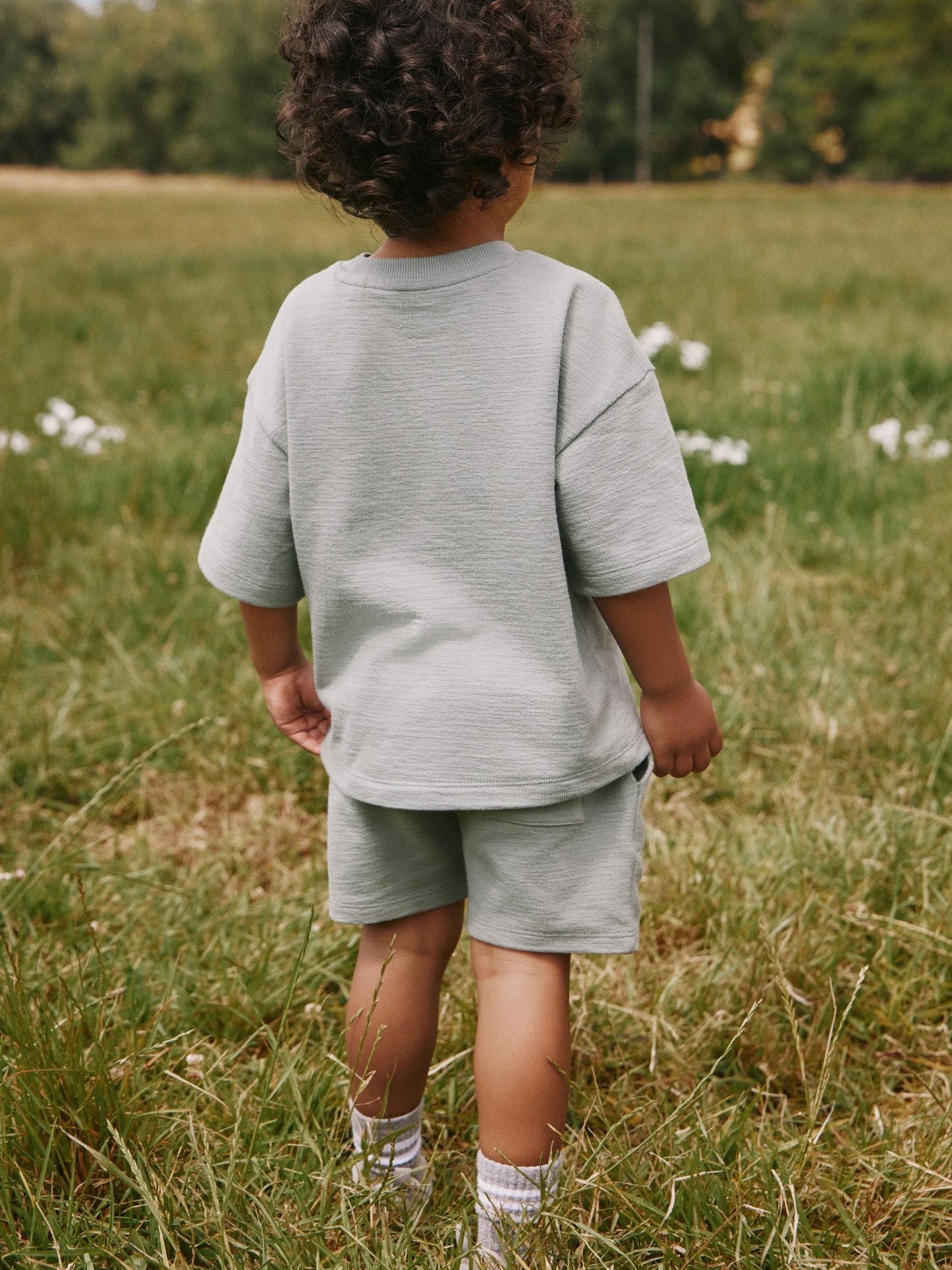 Sage Green Textured Short Sleeve T-Shirt and Shorts Set (3mths-7yrs) image 5