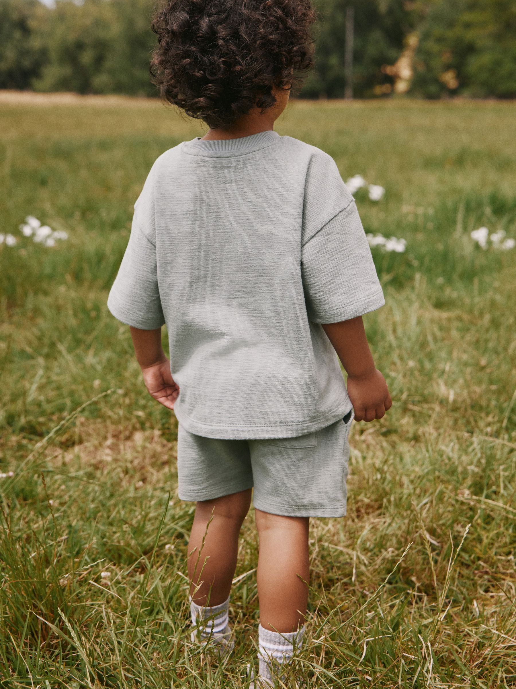 Sage Green Textured Short Sleeve T-Shirt and Shorts Set (3mths-7yrs) image 5