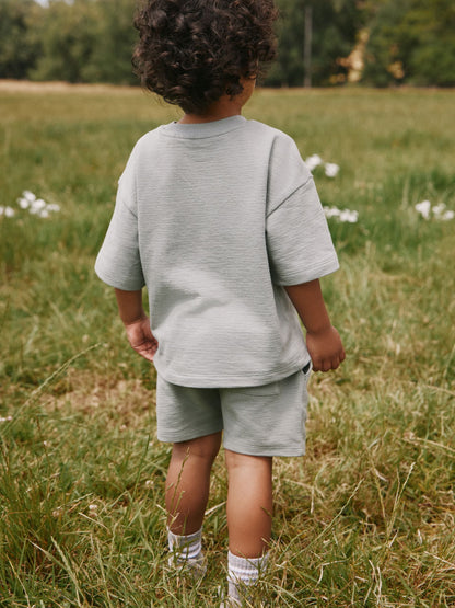 Sage Green Textured Short Sleeve T-Shirt and Shorts Set (3mths-7yrs) image 5