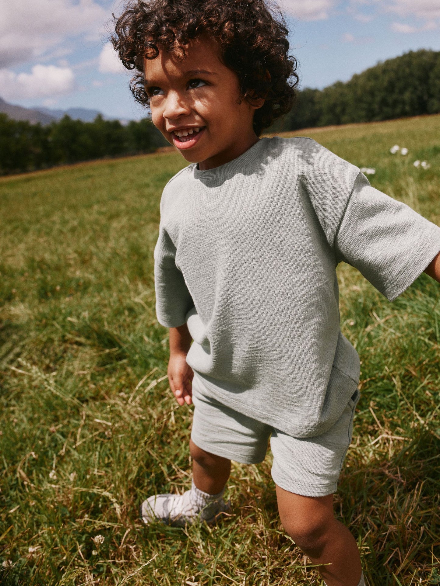 Sage Green Textured Short Sleeve T-Shirt and Shorts Set (3mths-7yrs) image 6