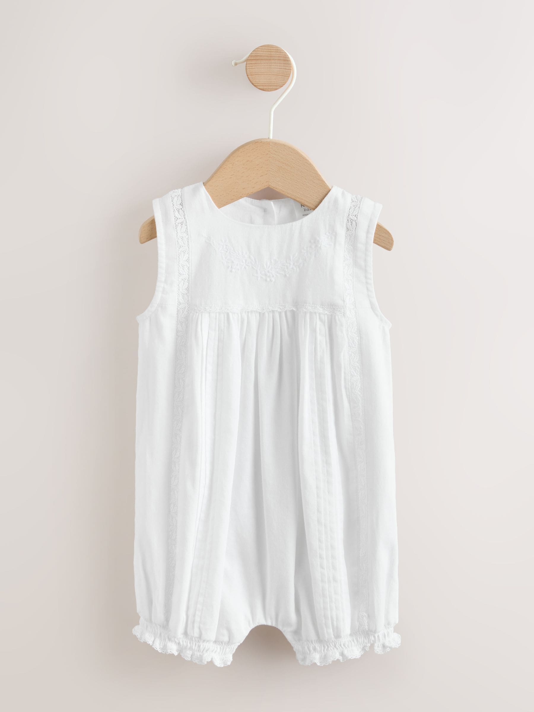 White Lace Woven Baby Romper (0mths-2yrs) image 1