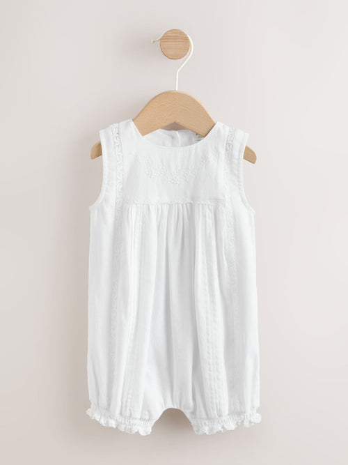 White Lace Woven Baby Romper (0mths-2yrs) image 1