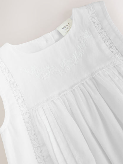 White Lace Woven Baby Romper (0mths-2yrs) image 4