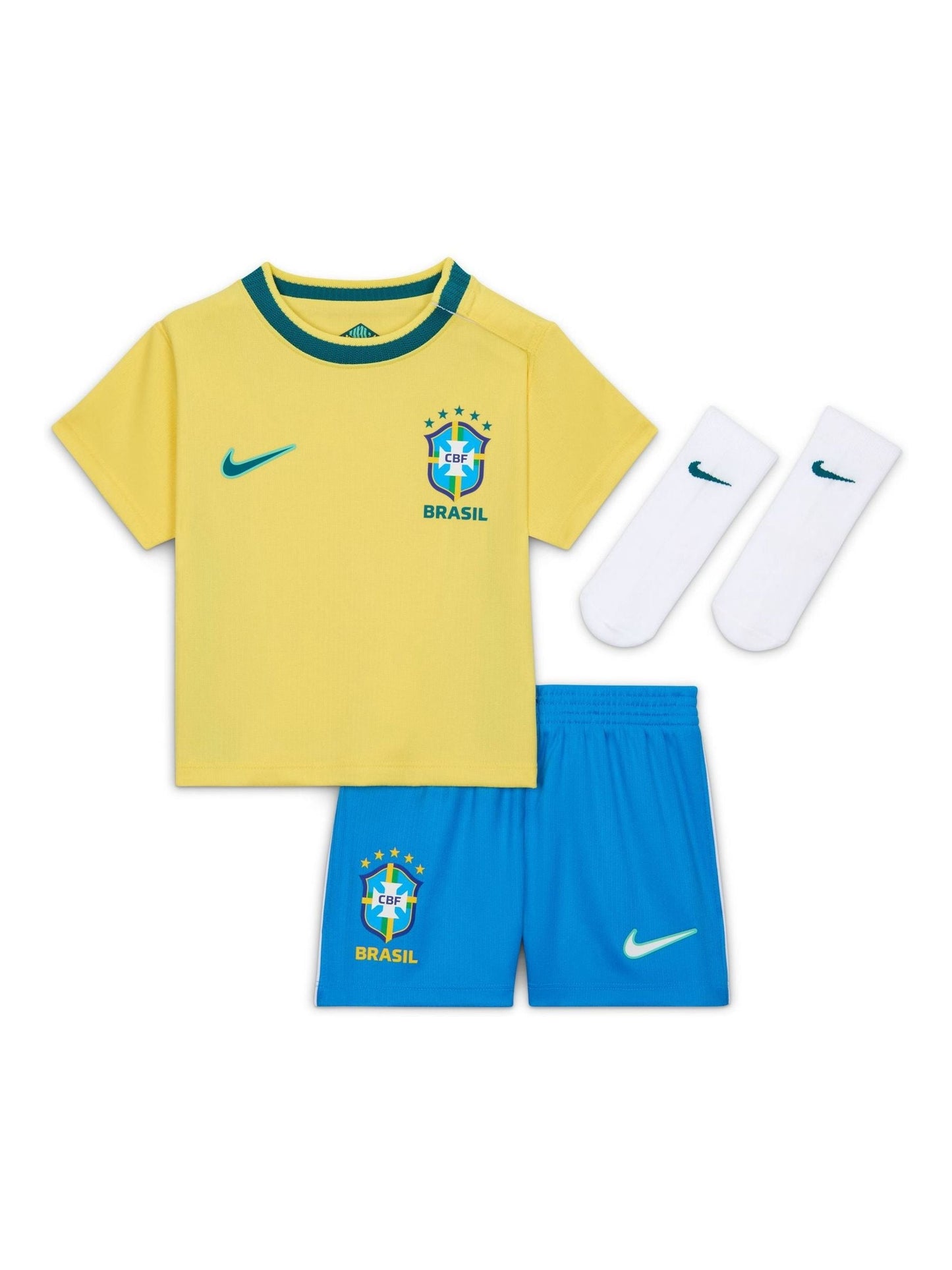 Dsiney Kidz - Nike Yellow Brazil Stadium Home Football Kit 3 Piece image 1