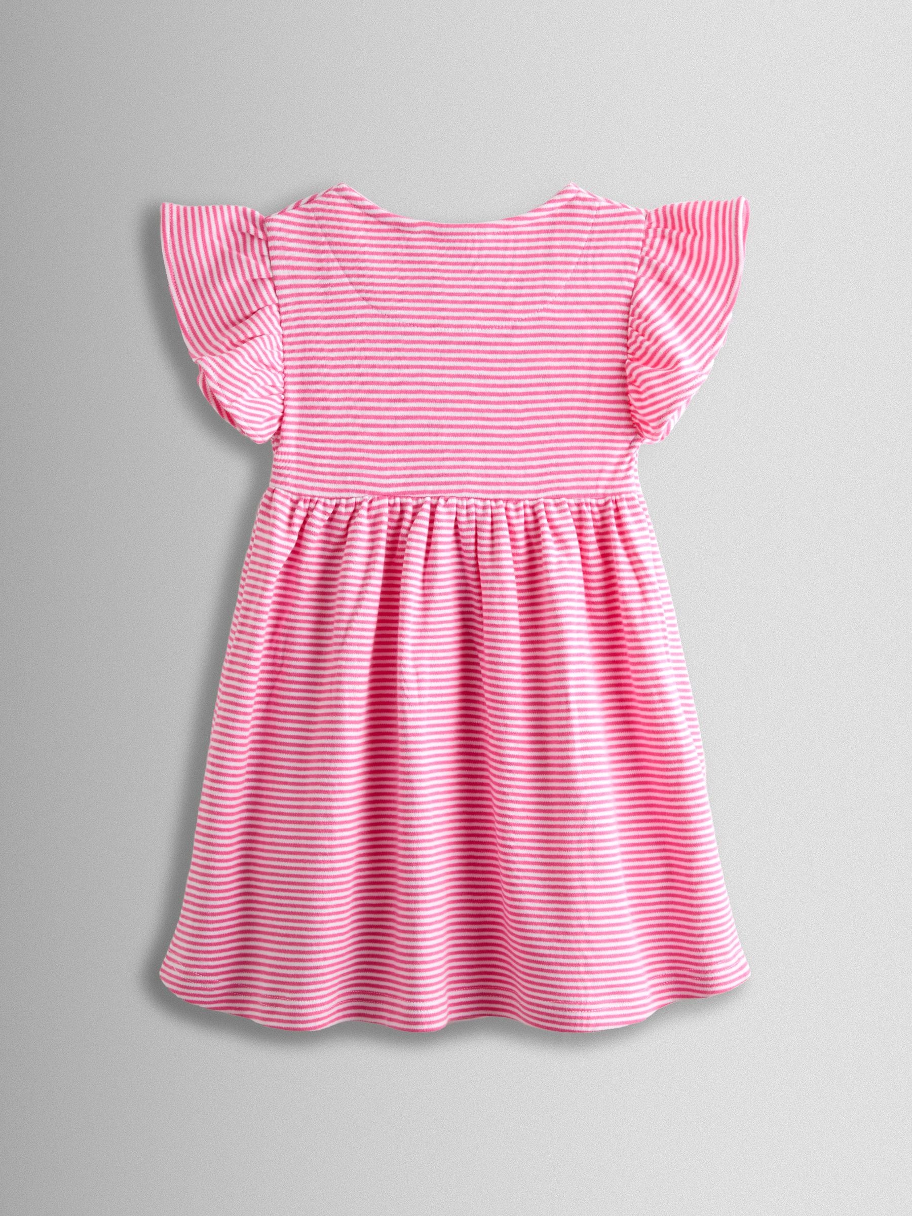 JoJo Maman Bébé Pink Daisy Appliqué Button Front Dress image 2