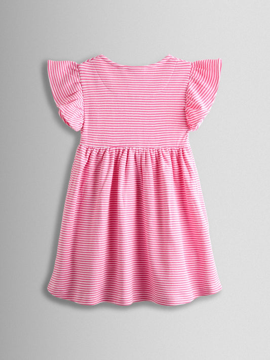JoJo Maman Bébé Pink Daisy Appliqué Button Front Dress image 2