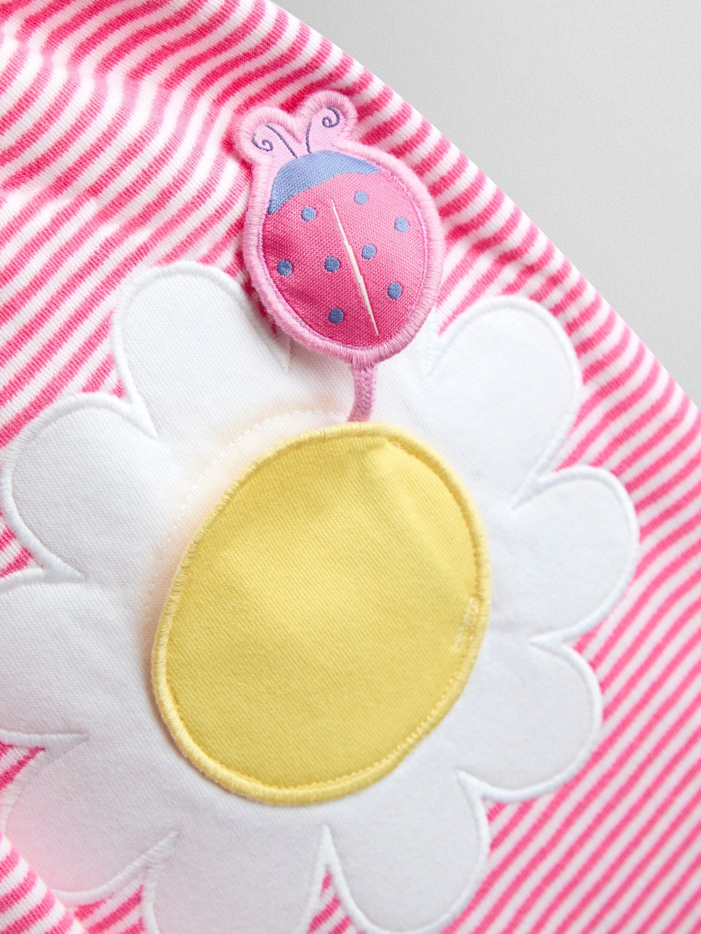 JoJo Maman Bébé Pink Daisy Appliqué Button Front Dress image 3
