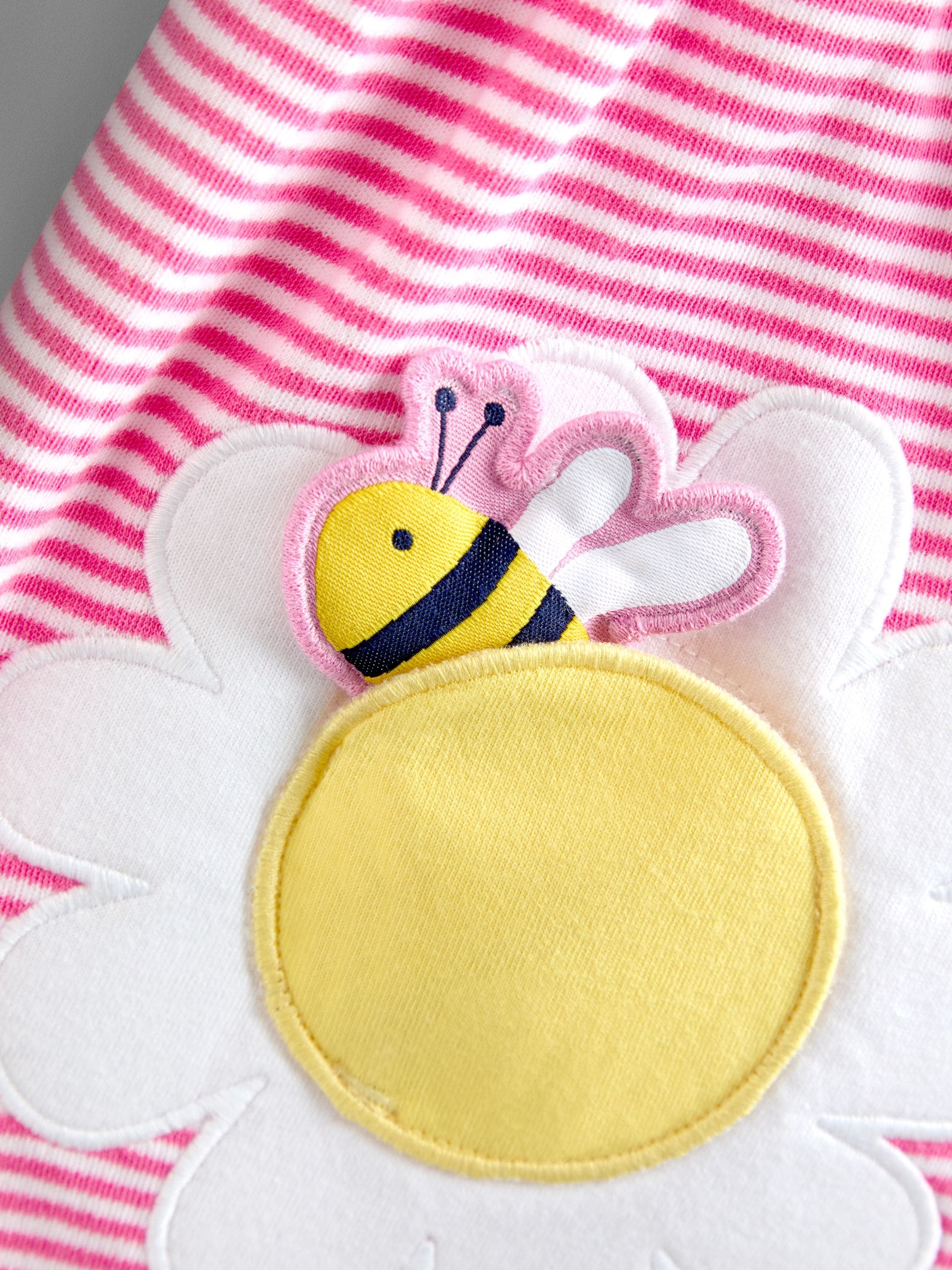 JoJo Maman Bébé Pink Daisy Appliqué Button Front Dress image 4